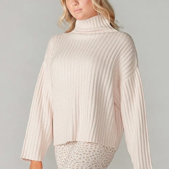 Tavi Noir Alpine Mock Neck Sweater Blush Pink SZ S neutral cropped oversized EUC - Picture 1 of 7